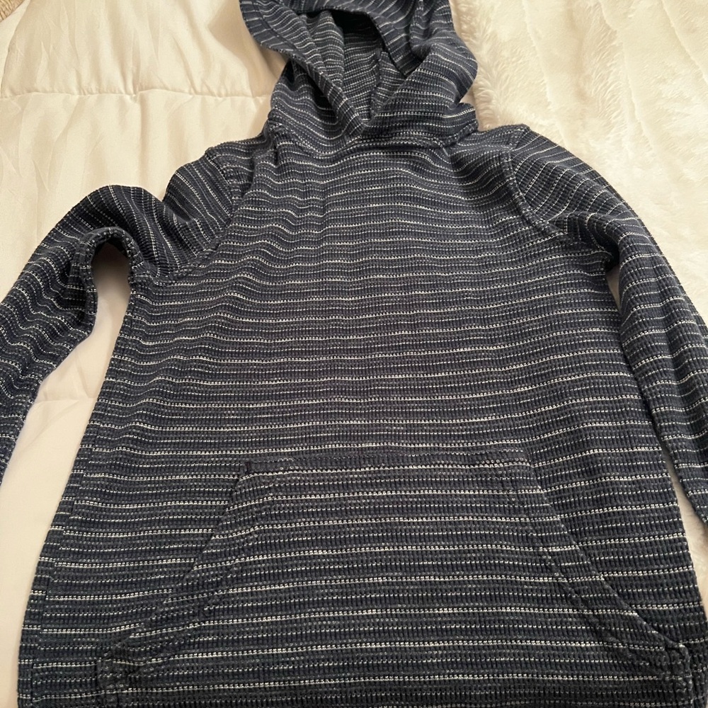 Helix boys size small black, gray and White Striped Hoodie long sleeve